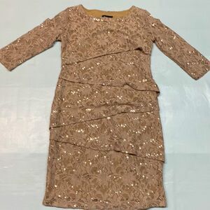 Sequined Layered Dress With Sleeves Office Party